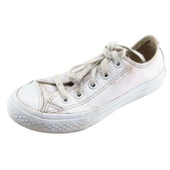 Converse All Star Toddler Sz 12 Off white Low‎ Top Leather Unisex Medium - Picture 1 of 7